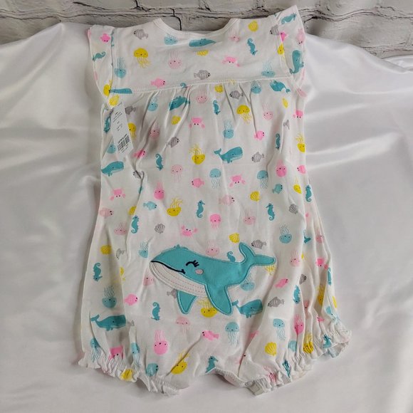'CARTER'S' ROMPER OUTFIT SEA LIFE & WHALE ON MY BUM - Picture 10 of 11
